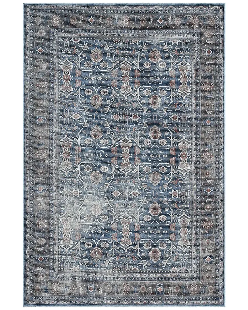 Alaska Machine-Washable Medallion Power-Loomed Rug - Blue