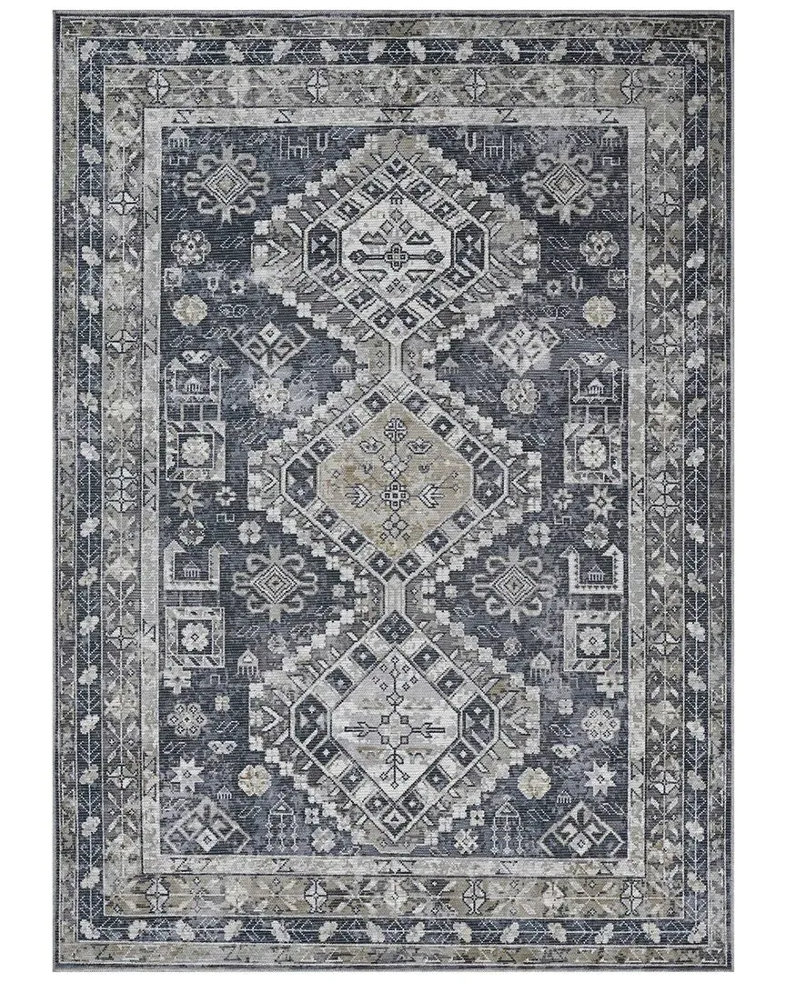 Alaska Machine-Washable Medallion Power-Loomed Rug - Gray