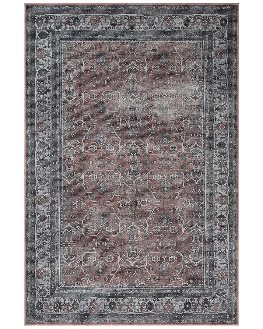 Alaska Machine-Washable Medallion Power-Loomed Rug - Red