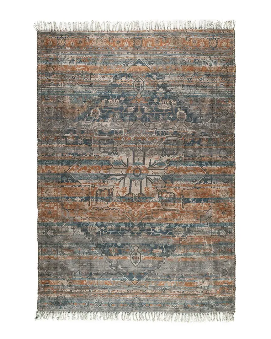 Amer Rugs Pamela Hand-Woven Jute Rug - Denim/Orange image