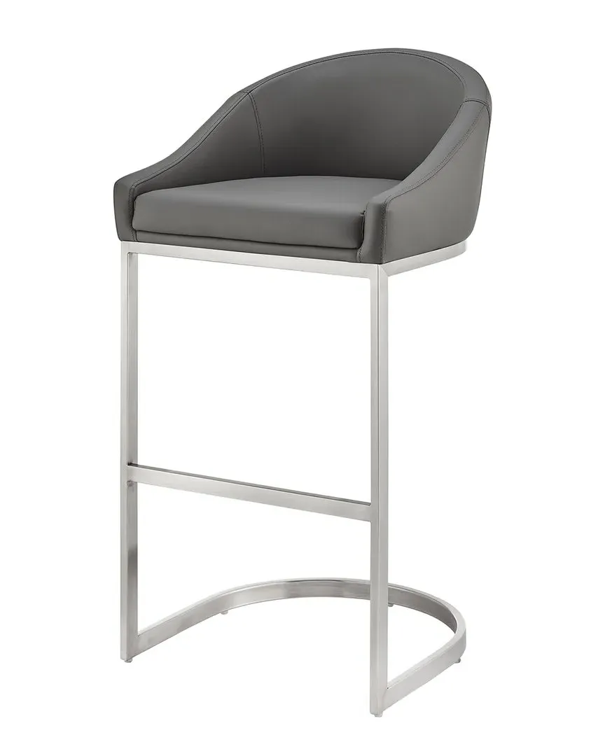 Atherik Bar Stool - Grey, Faux Leather