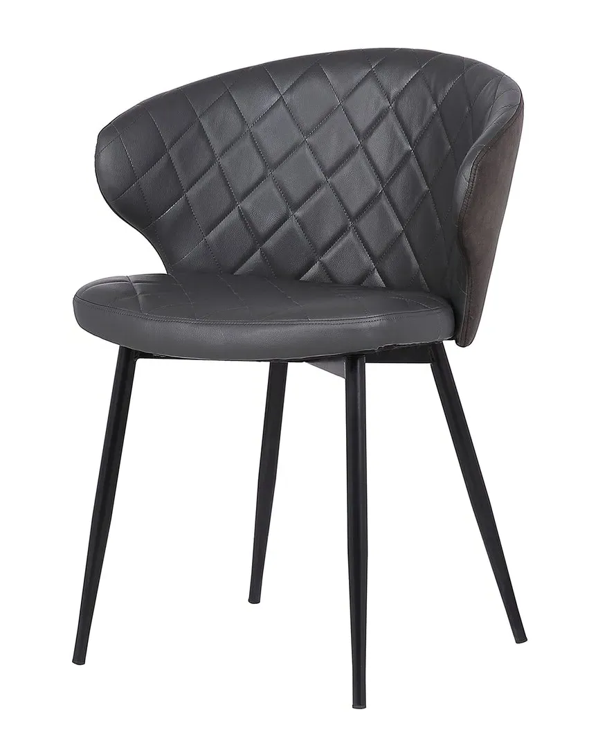 Ava Dining Chair with Diamond Pattern - Grey, Faux Leather