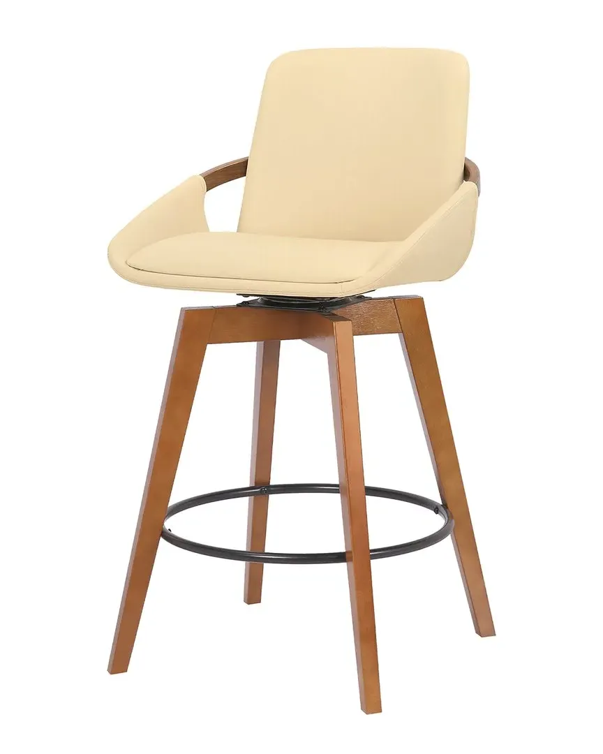 Baylor 26In Swivel Bar Stool - Cream, Walnut Wood image