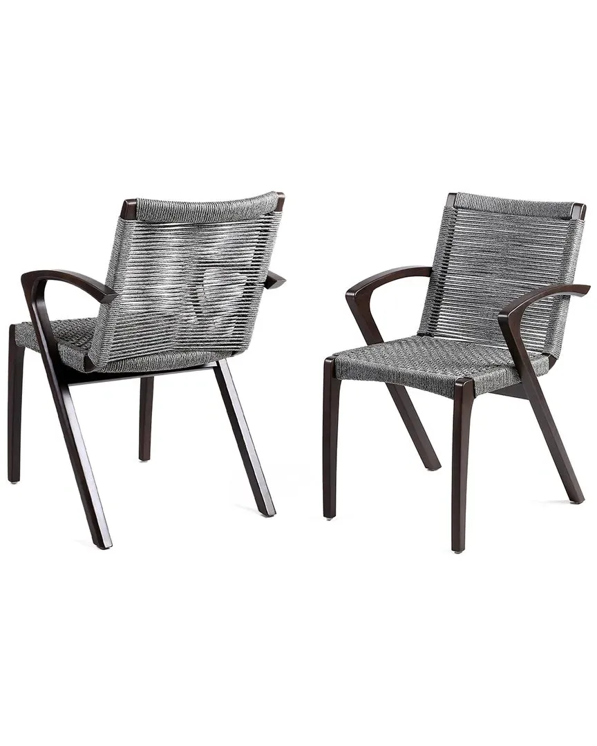 Brielle Outdoor Dining Chairs Set of 2 - Dark Eucalyptus, Rope image