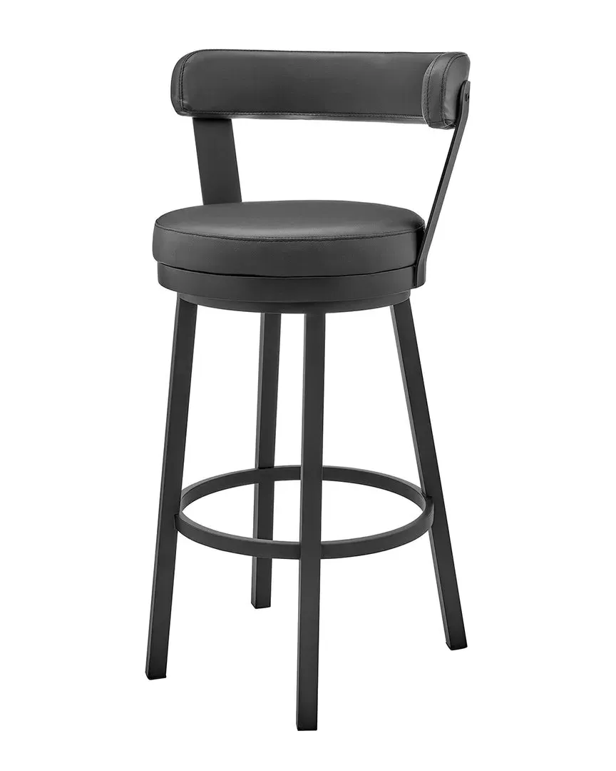 Bryant 30" Bar Height Swivel Bar Stool - Black, Faux Leather image