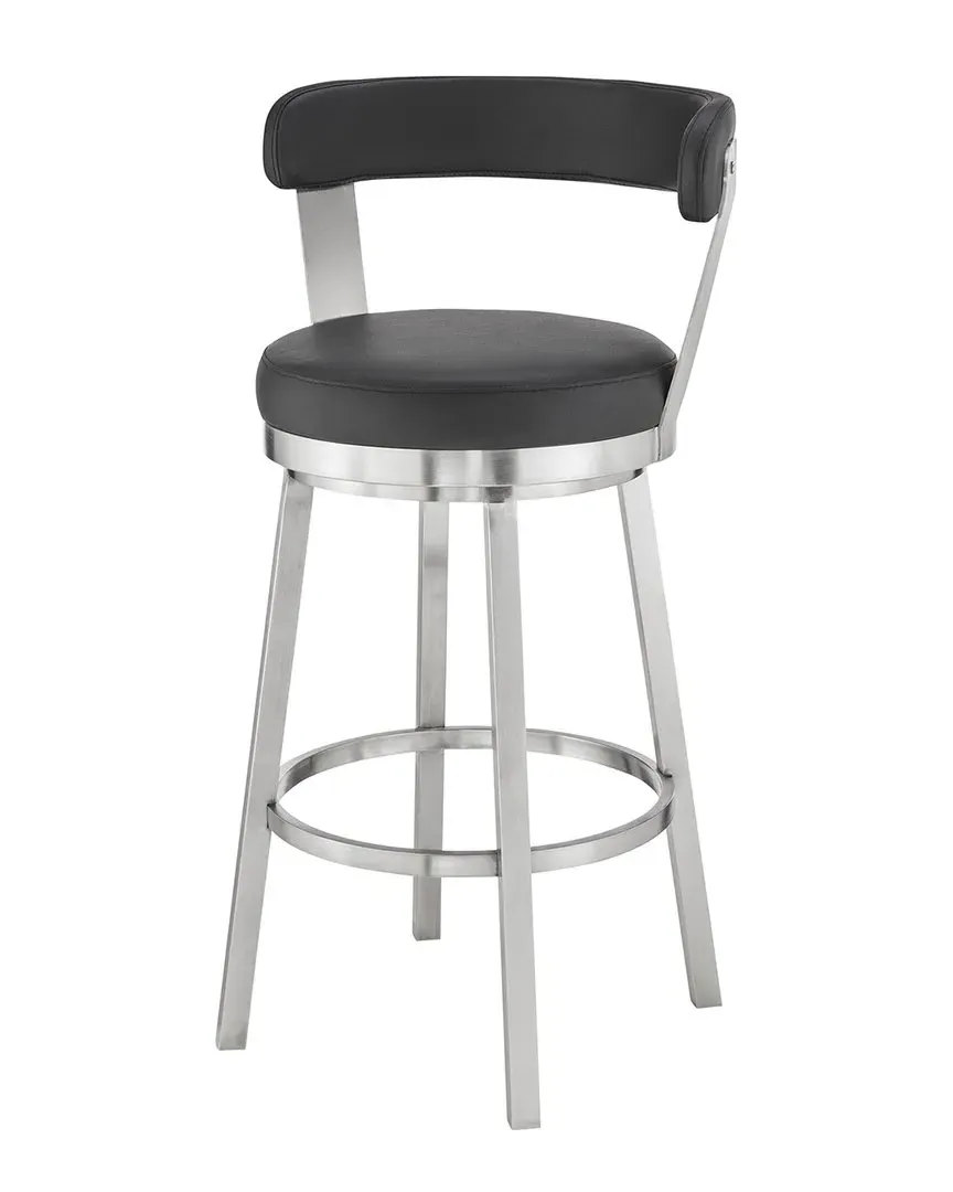 Bryant 30" Bar Height Swivel Bar Stool - Black, Faux Leather