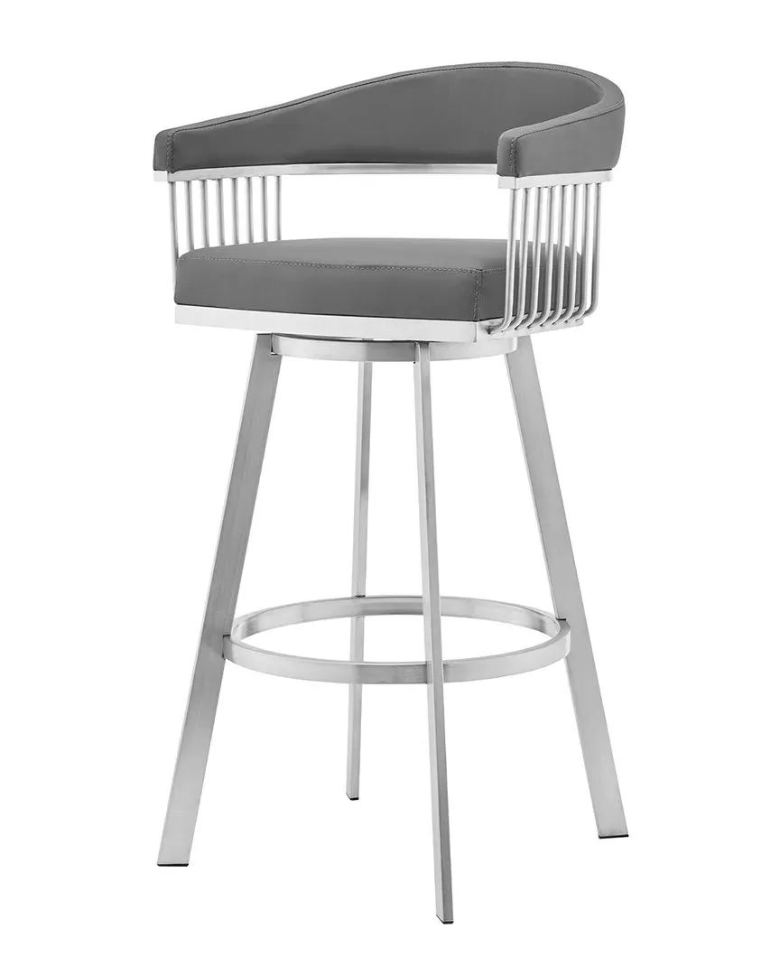 Chelsea 30" Swivel Bar Stool - Grey, Faux Leather