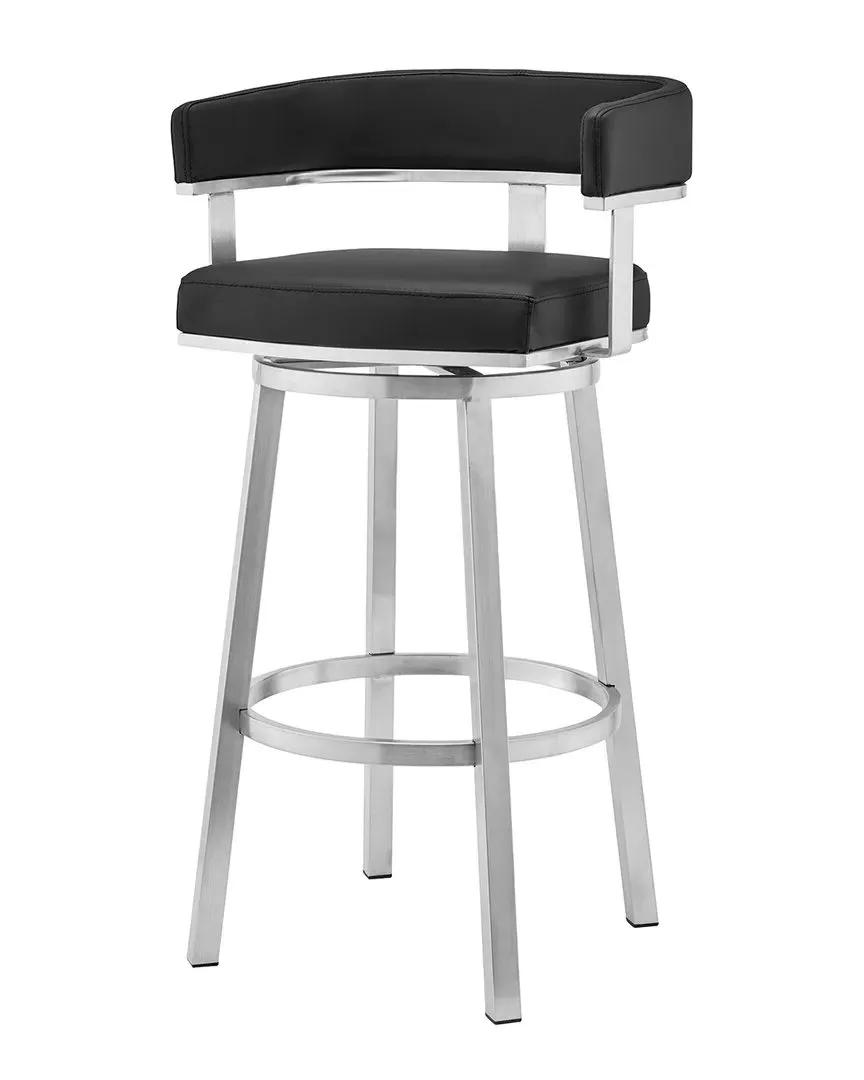 Cohen 26" Swivel Bar Stool - Black, Faux Leather image