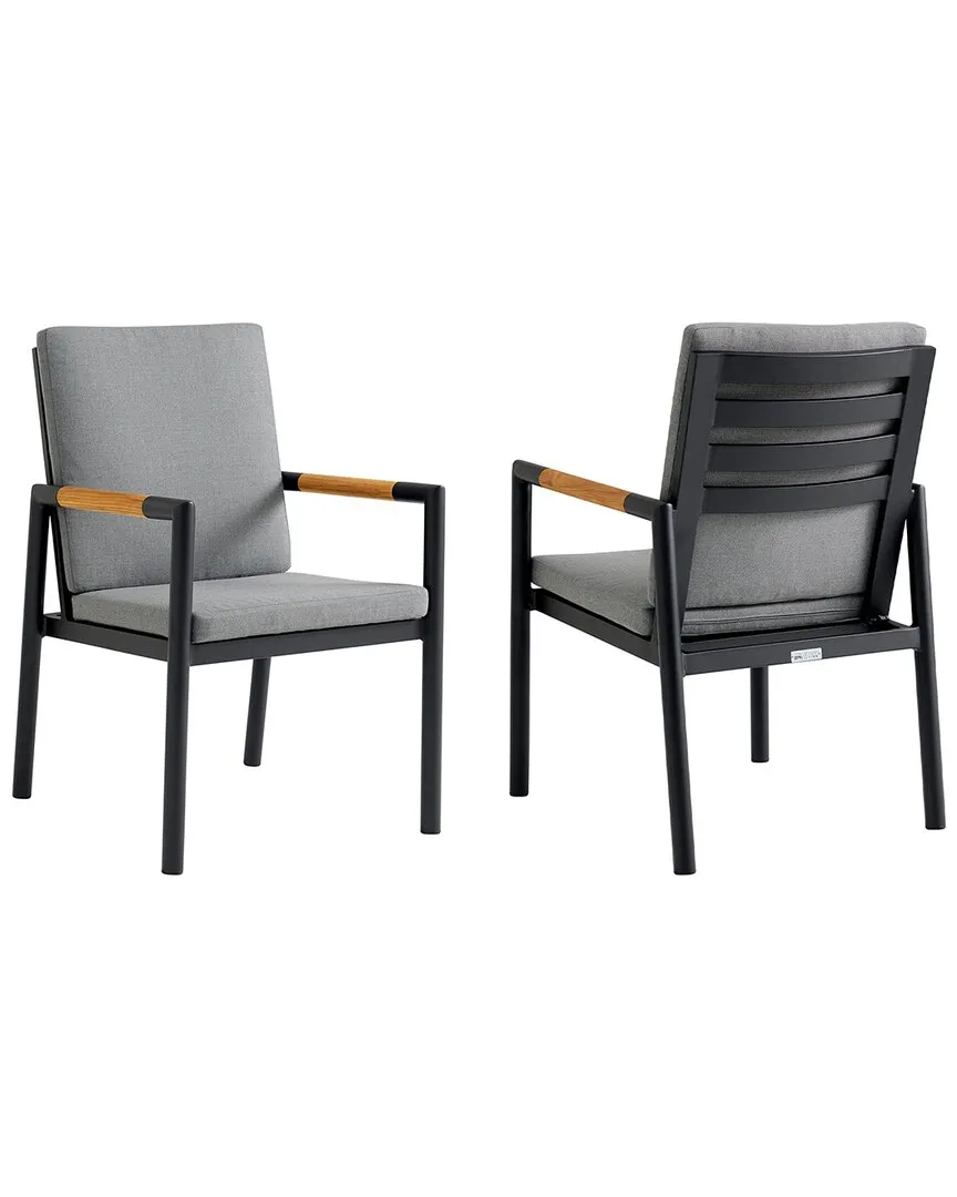 Crown Outdoor Dining Chair Set of 2 - Black, Aluminum image