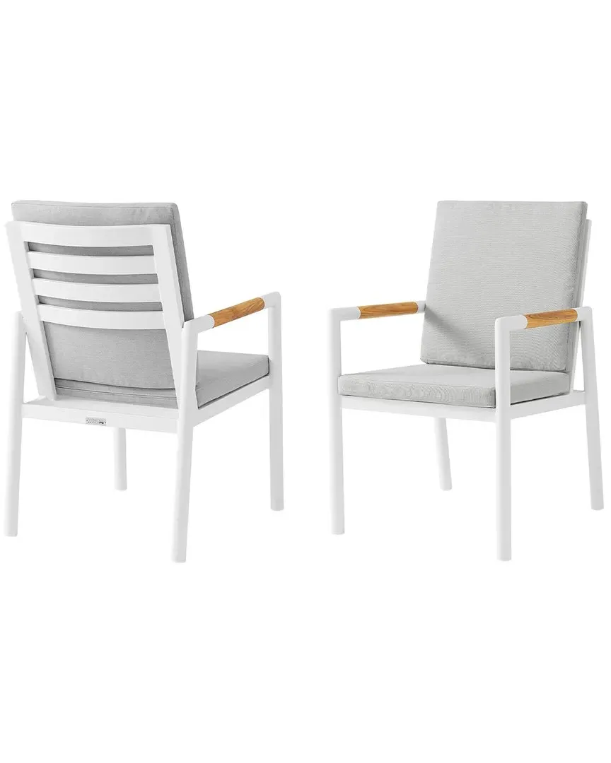 Crown Outdoor Dining Chair Set of 2 - White, Aluminum