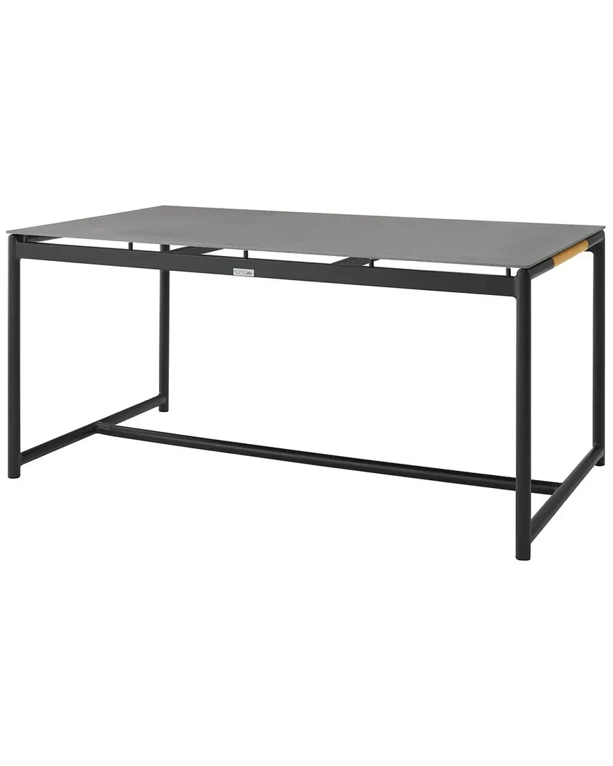 Crown Outdoor Dining Table with Stone Top - Black, Aluminum