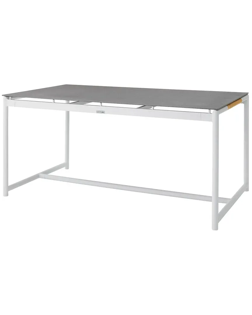 Crown Outdoor Dining Table with Stone Top - White, Aluminum