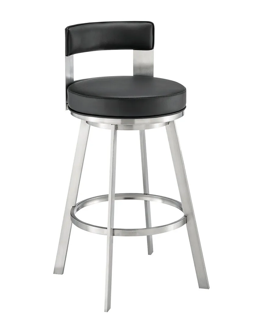 Flynn 26in Swivel Counter Stool - Black, Faux Leather