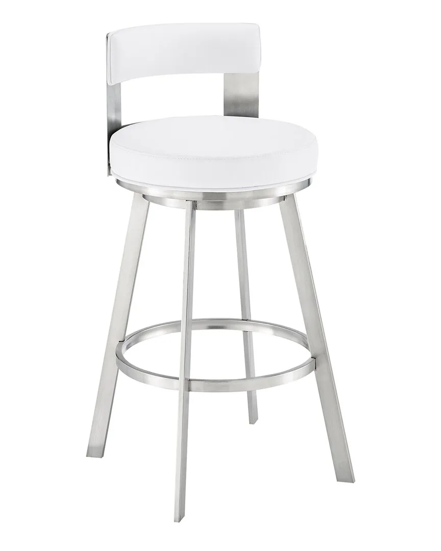 Flynn 26in Swivel Counter Stool - White, Faux Leather