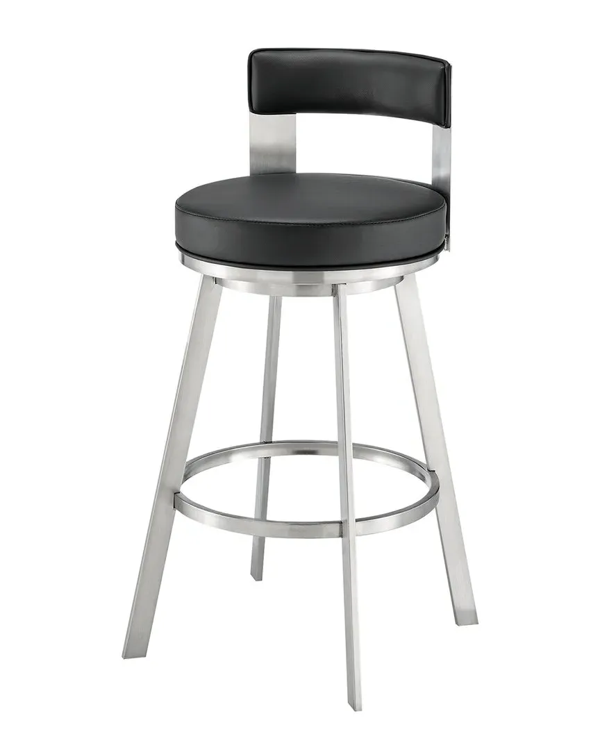 Flynn 30in Swivel Bar Stool - Black, Stainless Steel