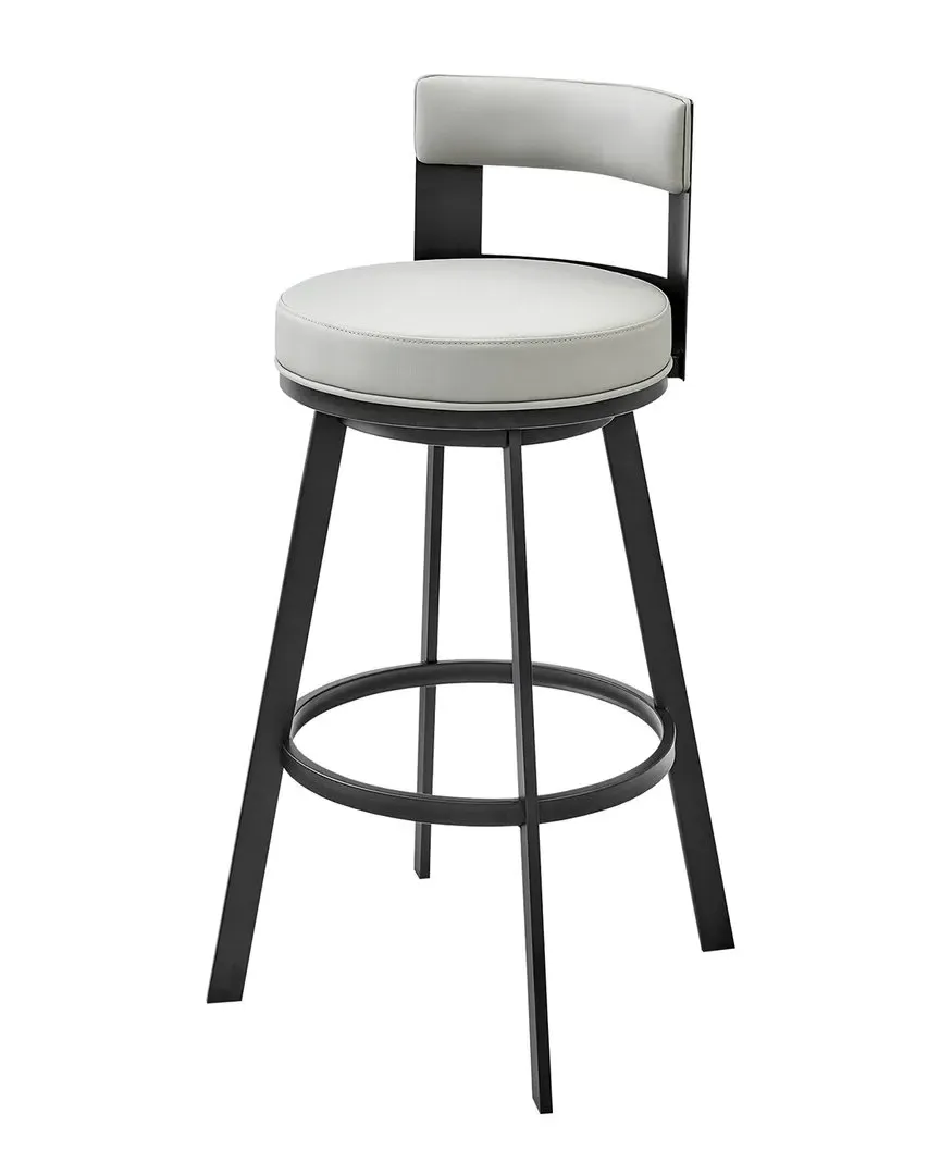 Flynn 30in Swivel Bar Stool - Light Gray, Faux Leather