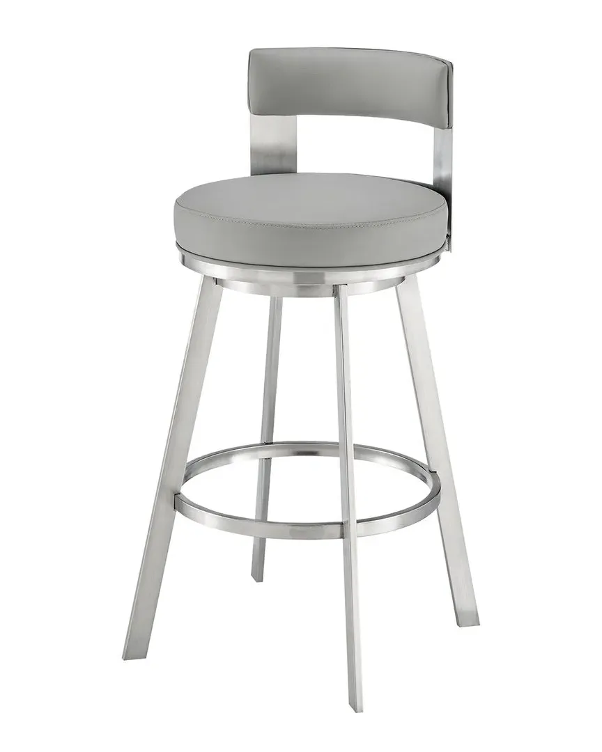 Flynn 30in Swivel Bar Stool - Light Gray, Stainless Steel