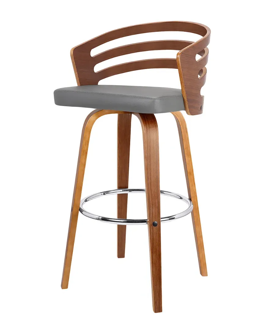 Jayden 30in Swivel Bar Height Barstool - Grey, Walnut