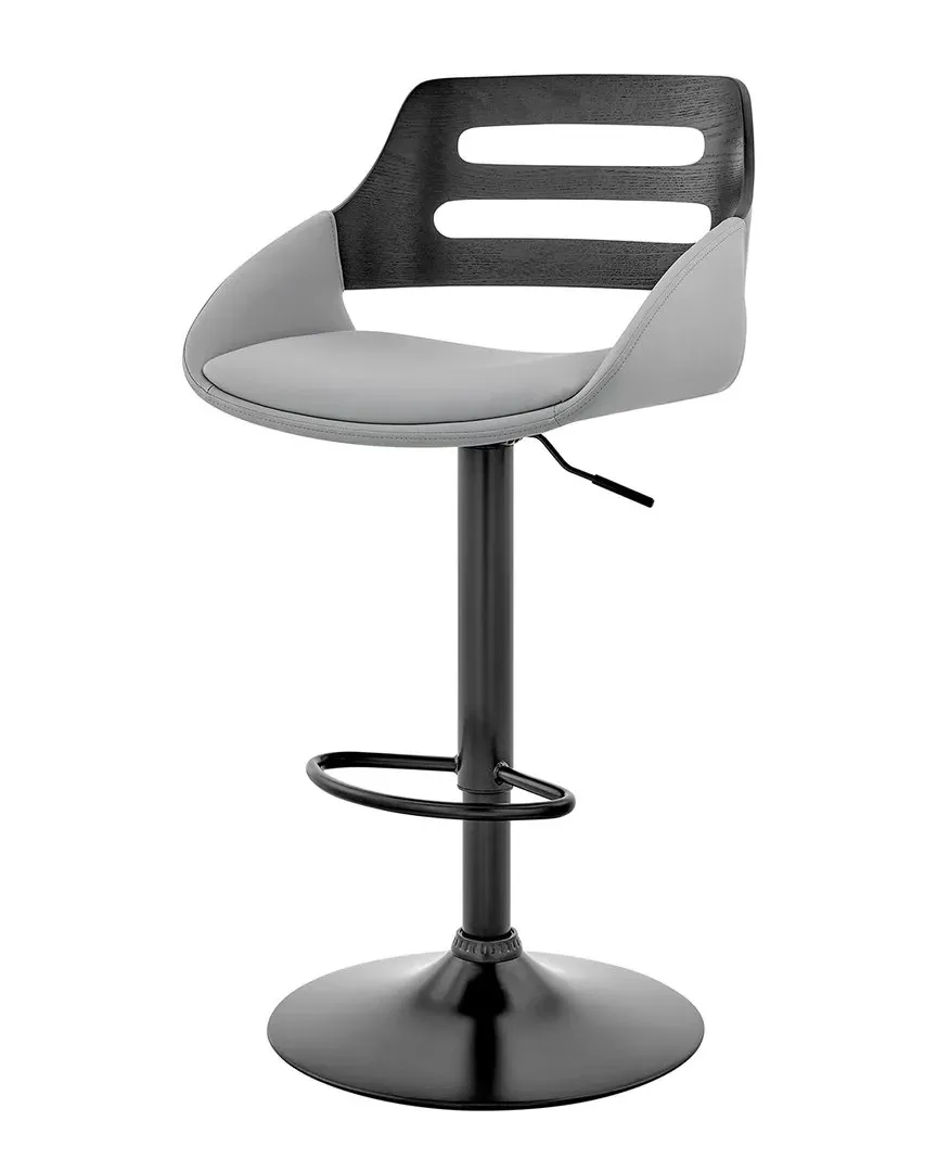 Karter Adjustable Bar Stool - Gray, Black Wood image