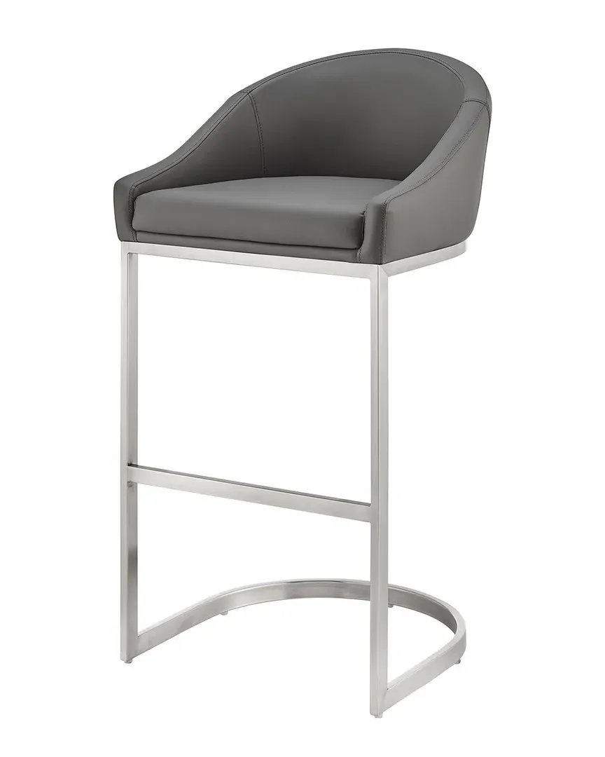 Katherine 30in Bar Stool - Grey, Faux Leather