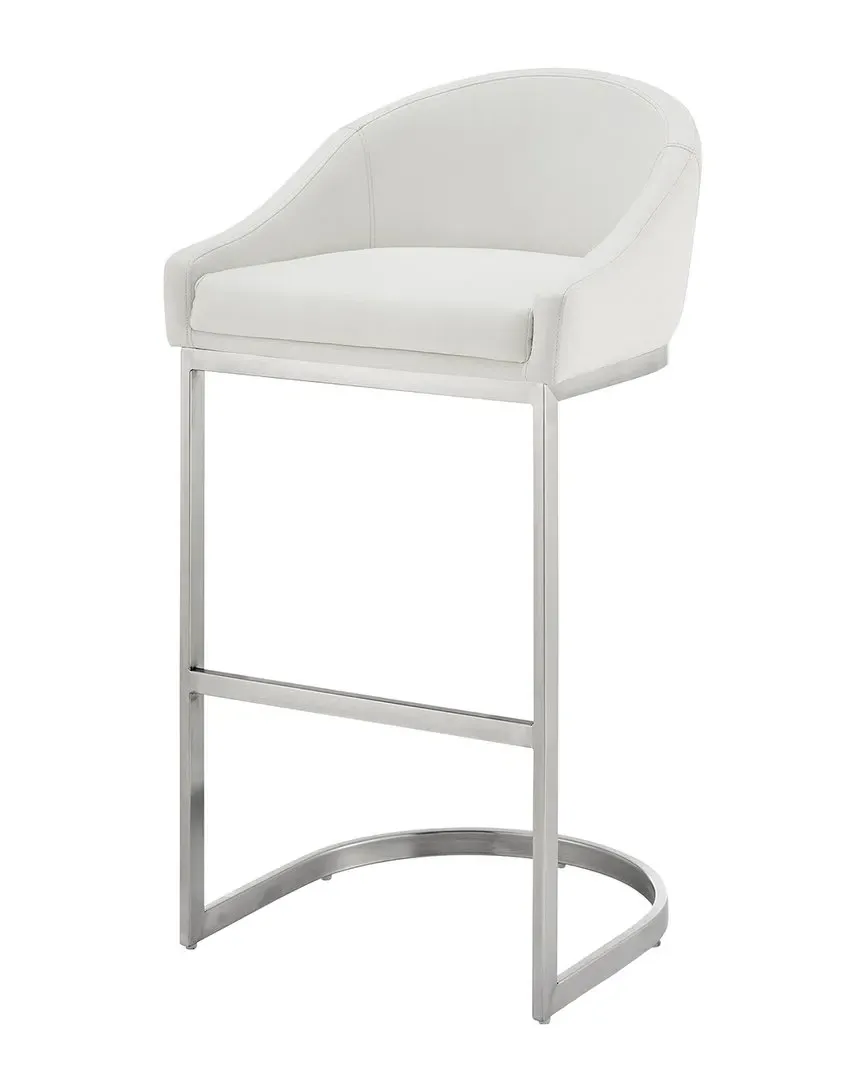 Katherine 30in Bar Stool - White, Faux Leather
