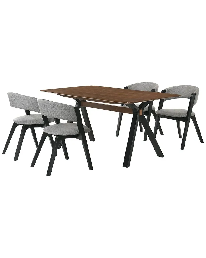 Laredo and Rowan 5-Piece Rectangular Dining Set - Gray, Walnut image