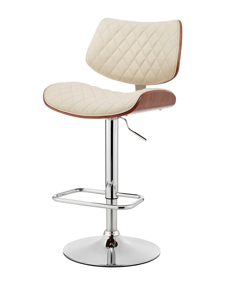 Leland Adjustable Bar Stool - Cream, Faux Leather