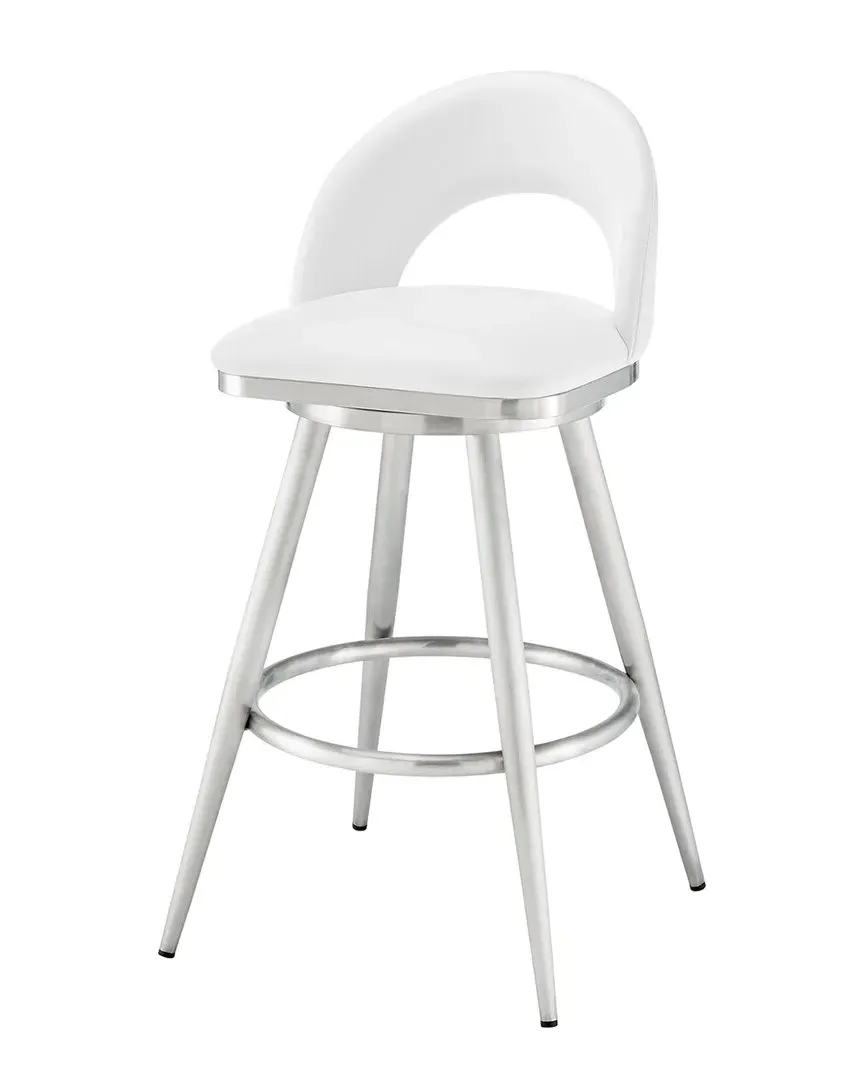Lottech Swivel Counter Stool - White, Faux Leather