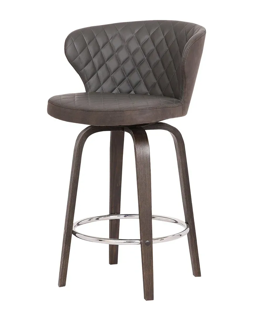 Mynette 26" Swivel Bar Stool - Brown, Faux Leather image