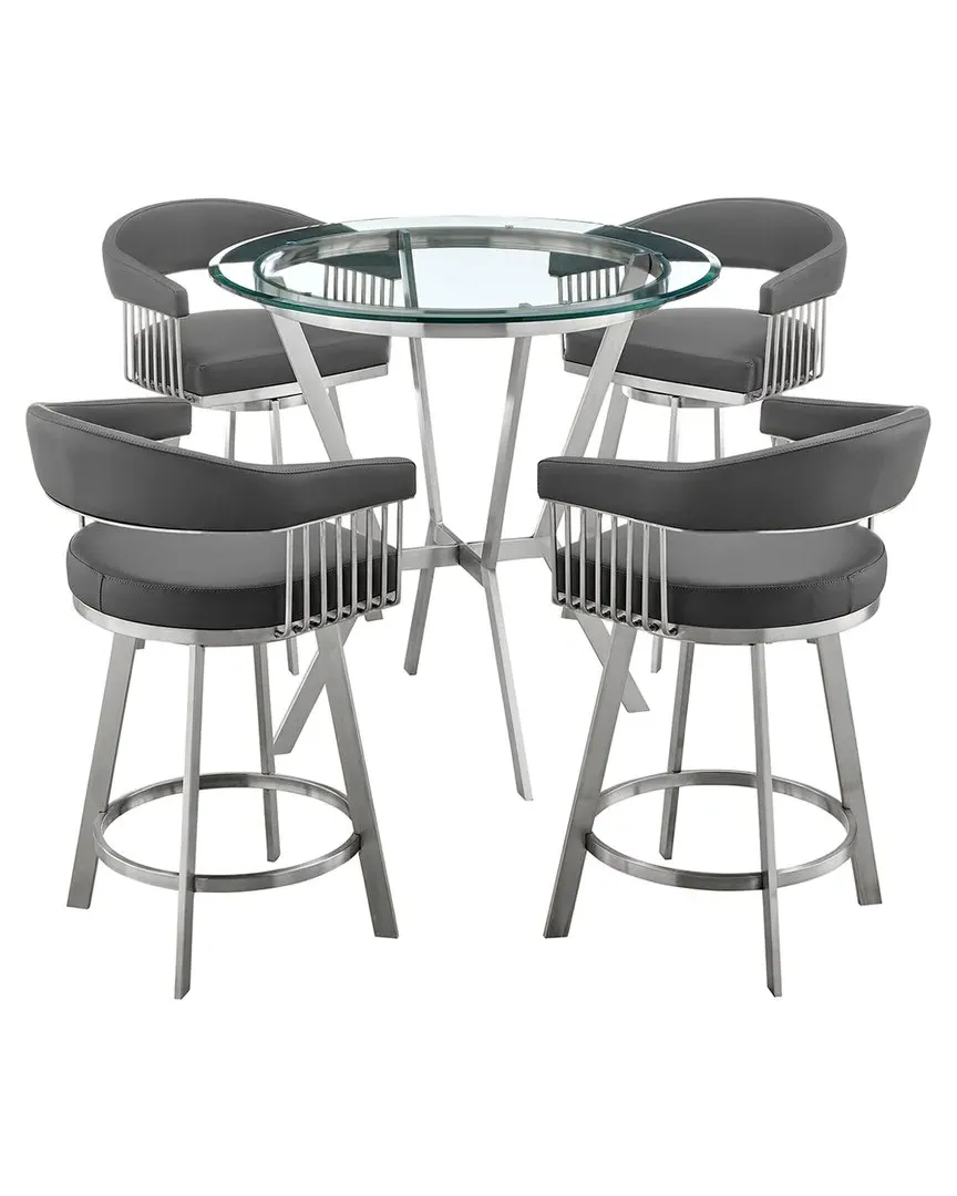 Naomi Chelsea 5-Piece Counter Height Dining Set - Gray