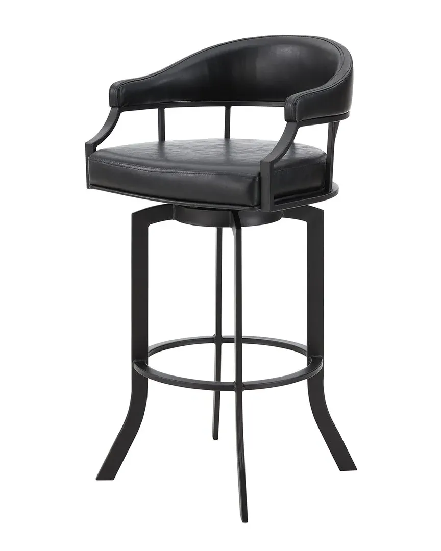 Pharaoh Swivel Counter Stool - Black, Faux Leather