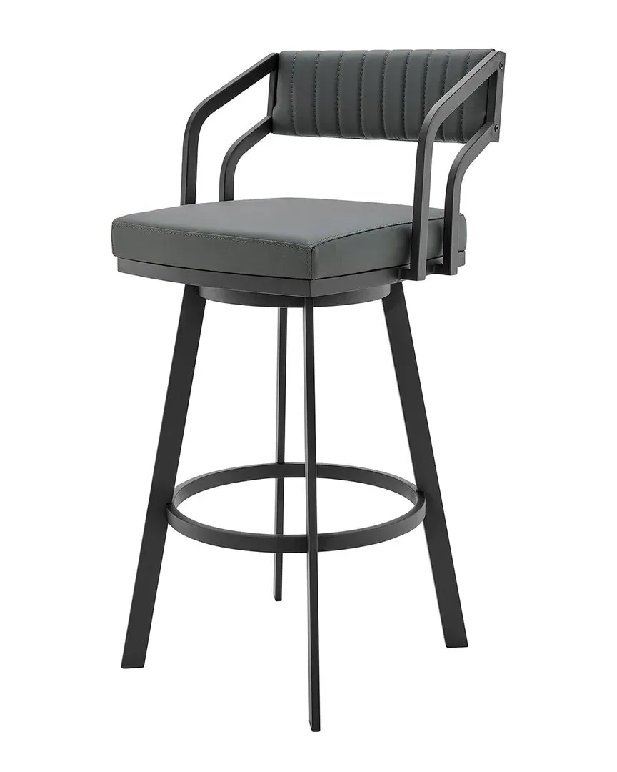 Scranton 26" Swivel Bar Stool - Grey, Faux Leather