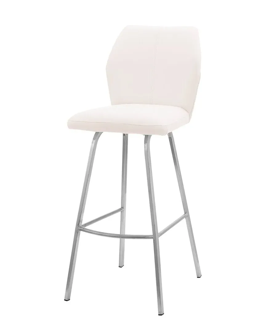 Tandy 30In Bar Stool - White, Faux Leather
