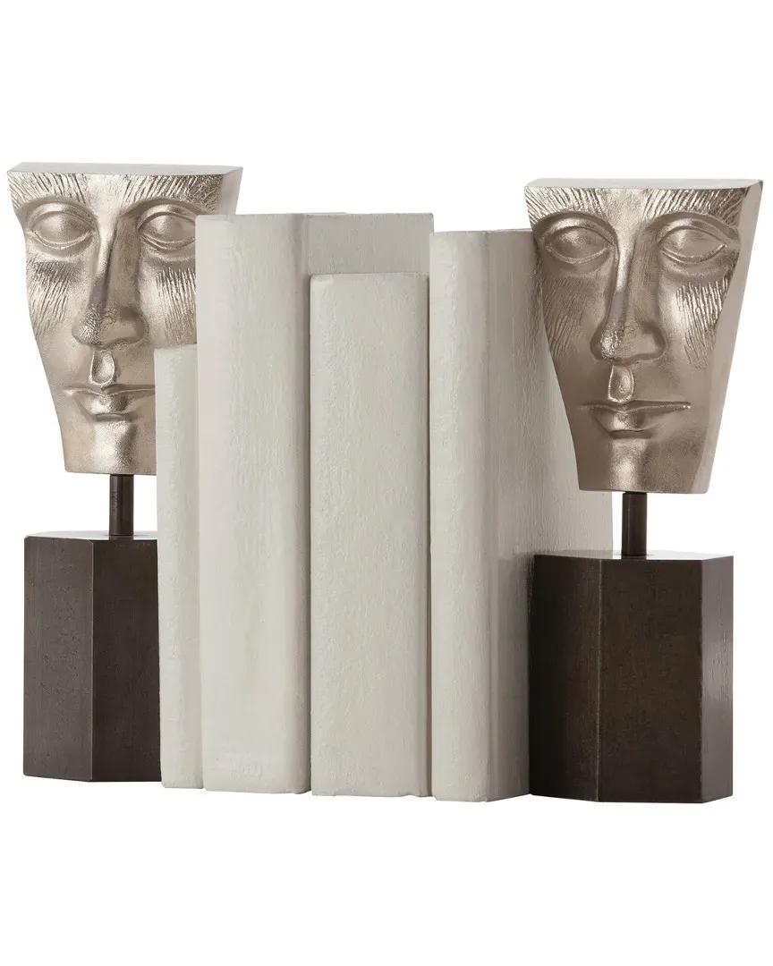 Fleming Set of Two Bookends - Grey, Cast Aluminum
