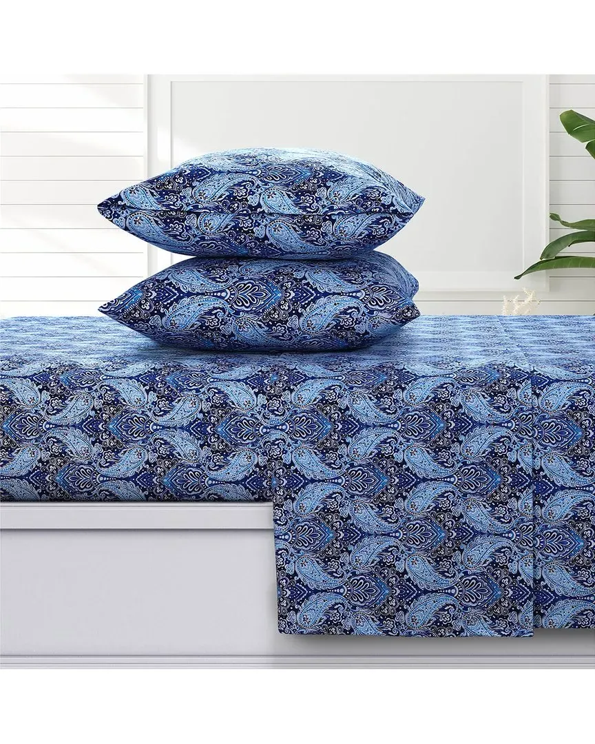 Sofi Printed Cotton Flannel Sheet Set - Blue image