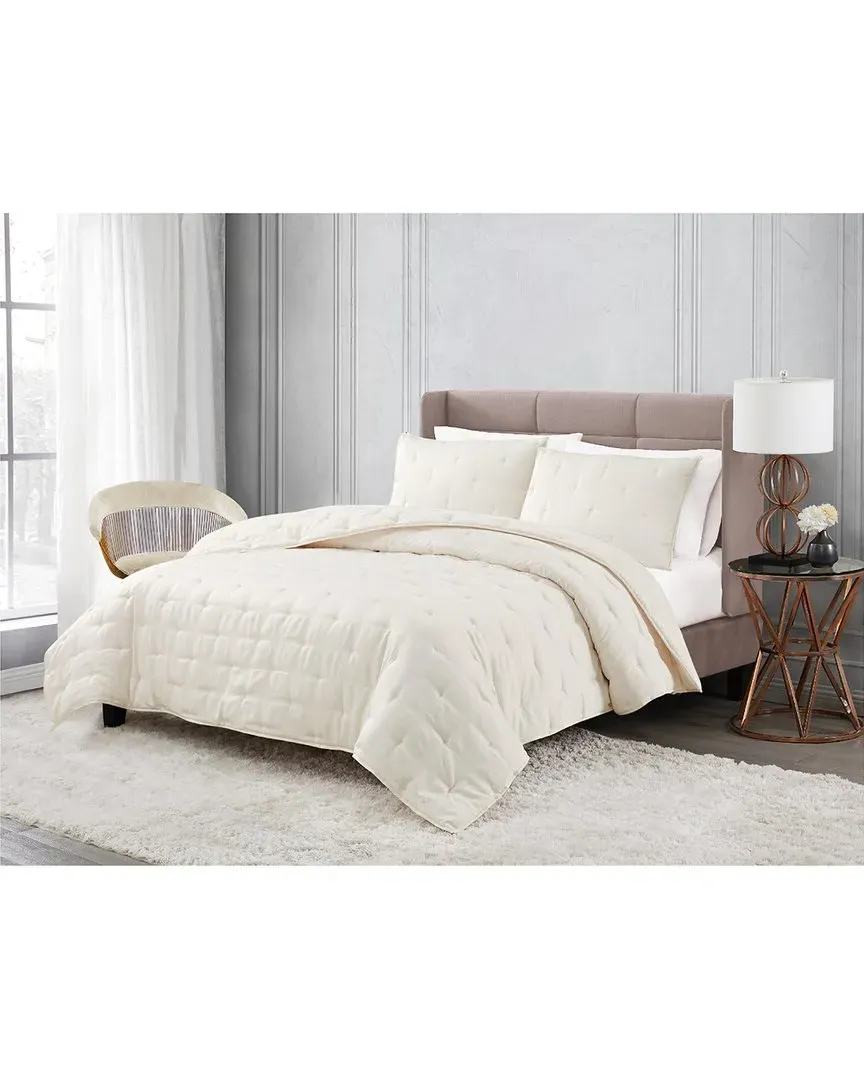 Tufted Matte Satin Quilt Set - Ivory image