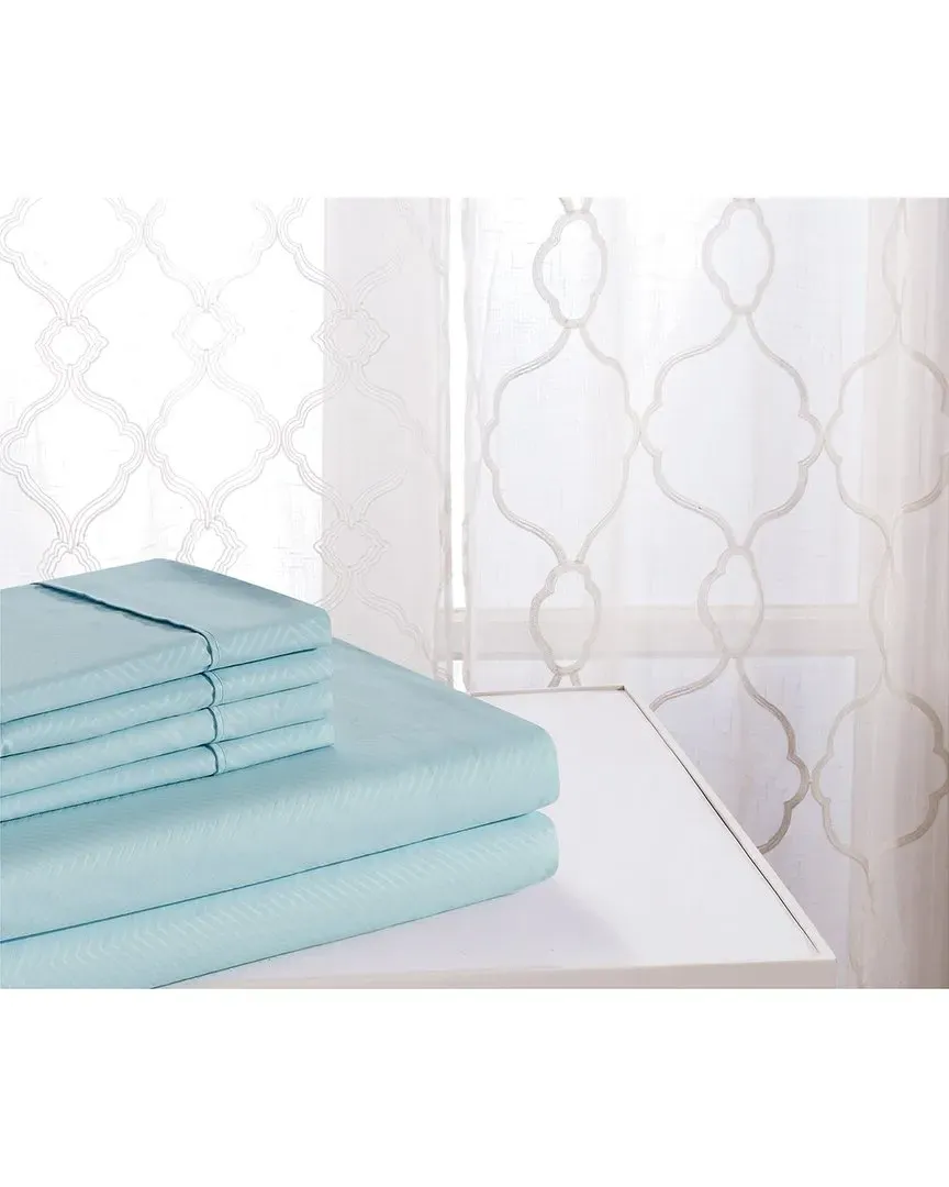 Chevron Embossed Sheet Set - Aqua, Bamboo