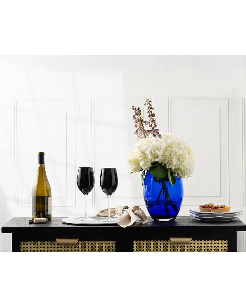 Barrel 10in Vase - Cobalt Blue, Glass