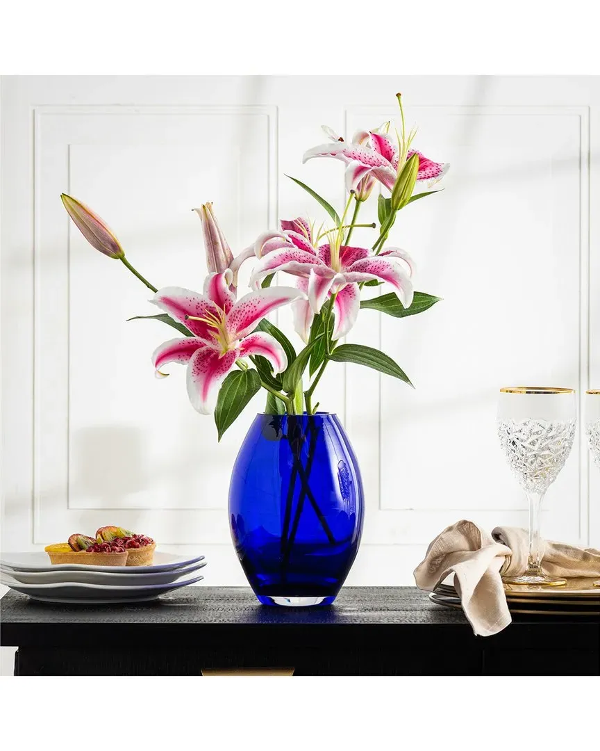 Barrel 8in Vase - Cobalt Blue, Glass image