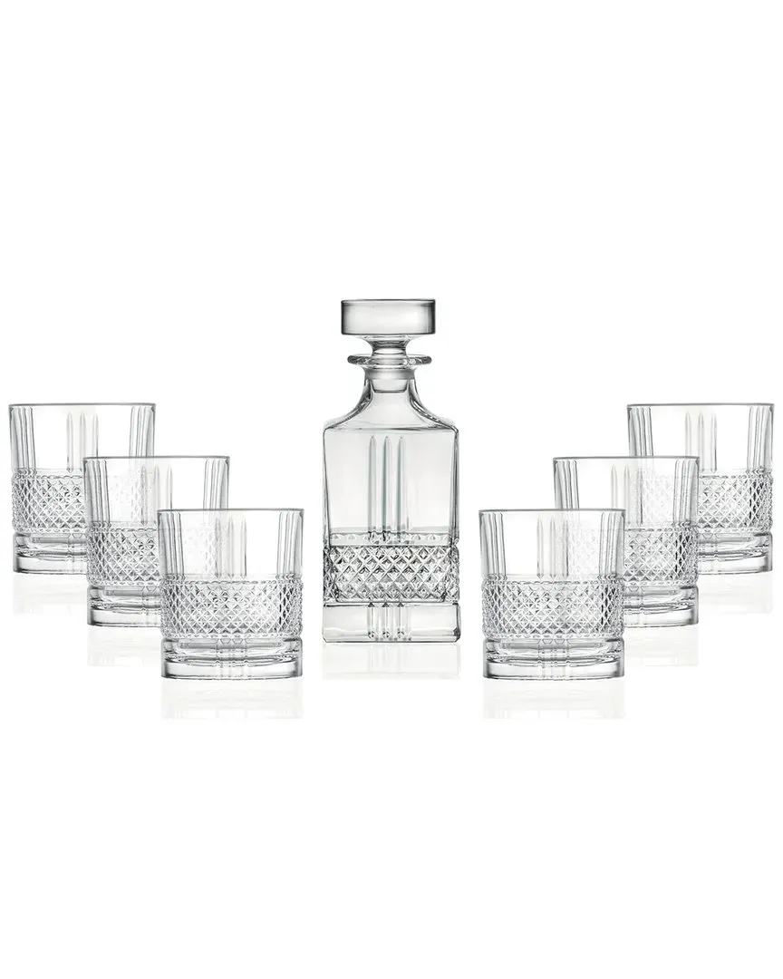 Barski Crystalline Whiskey Decanter Set with 6 Tumblers - Clear image
