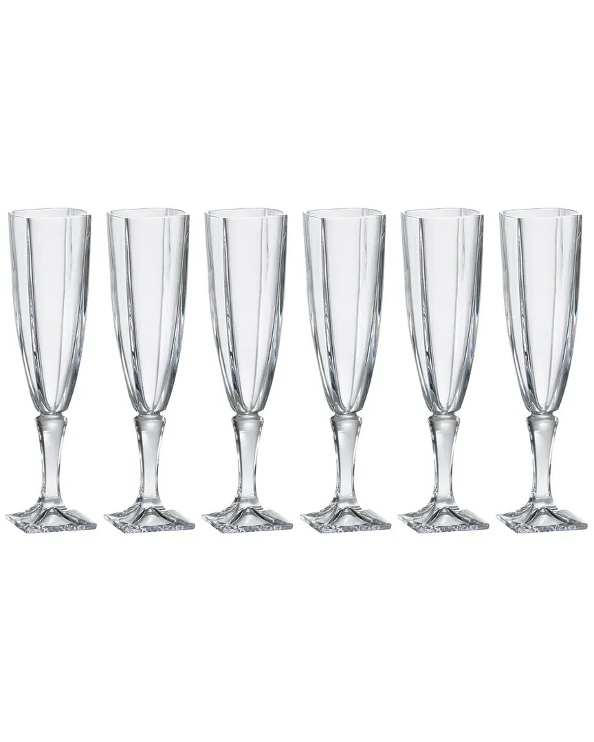 Crystal Champagne Flutes Set of 6 - Clear