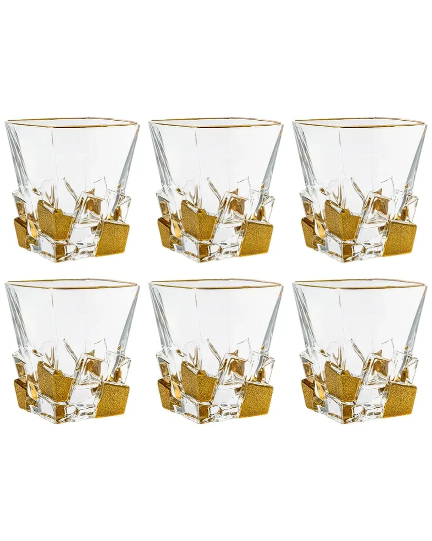 European Crystal Double Old Fashioned Tumblers Set of 6 - Clear image