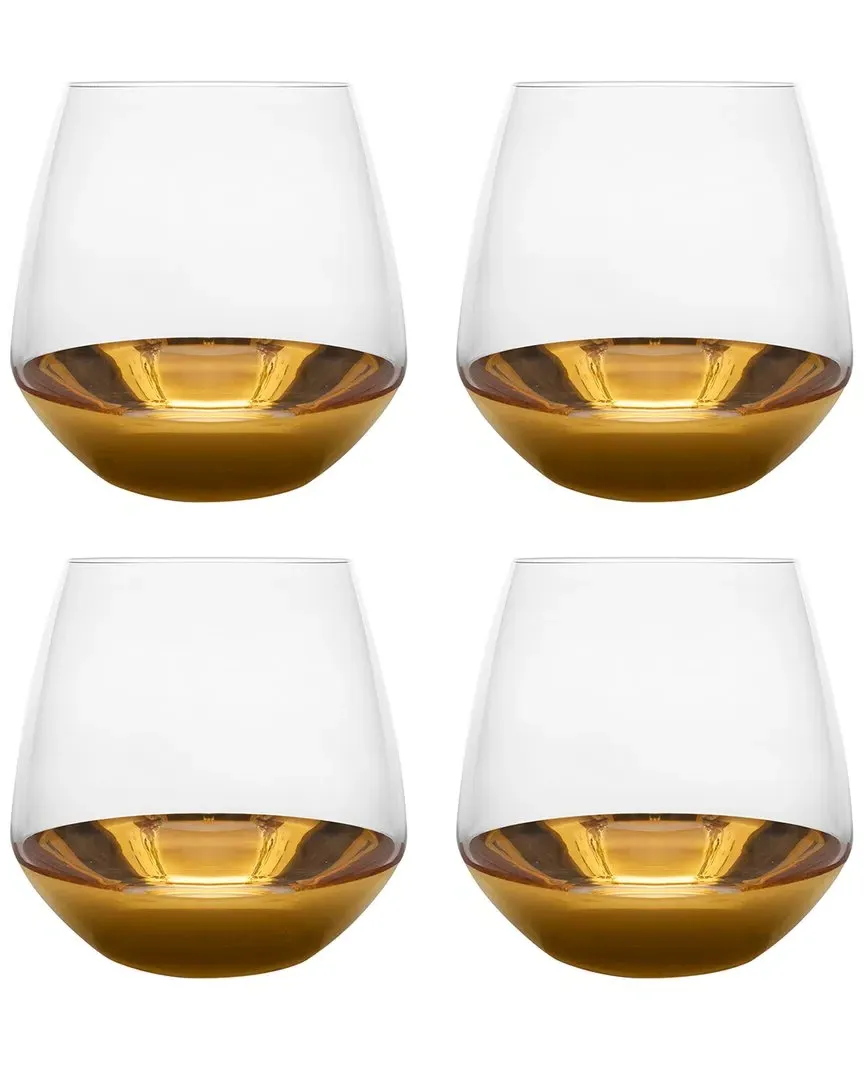 European Handmade Lead-Free Crystalline Tumblers Set of 4 - Clear