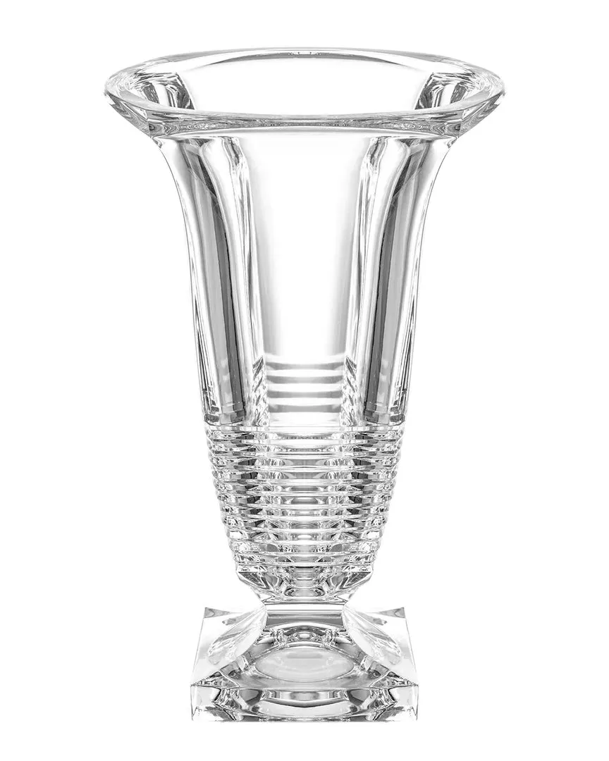 Handmade Cut Crystal Footed Vase - Clear