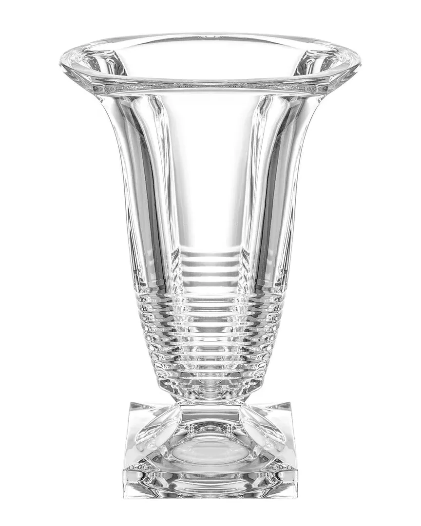 Handmade Cut Crystal Footed Vase - Clear image