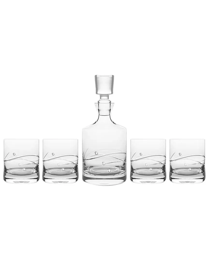 Lead-Free Crystalline Swarovski Whiskey Decanter Set - Clear