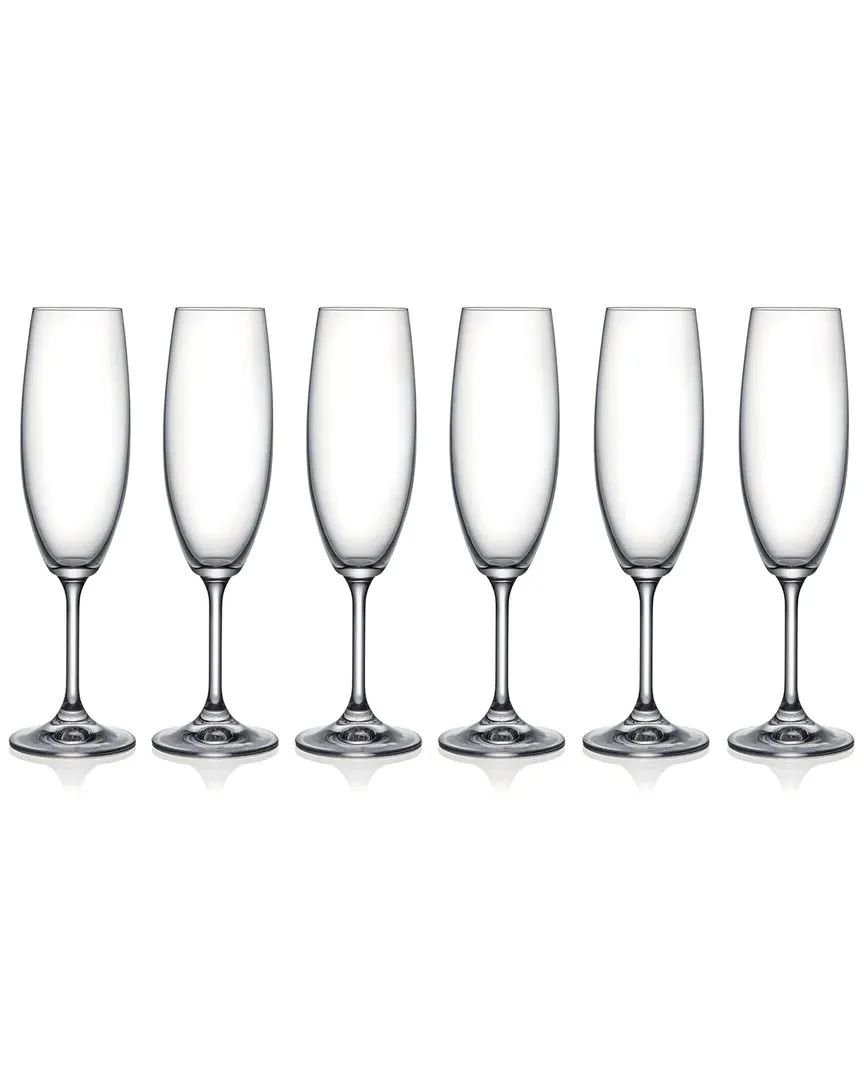 Lead-Free Crystalline Wedding Champagne Flute Glasses Set of 6 - Clear