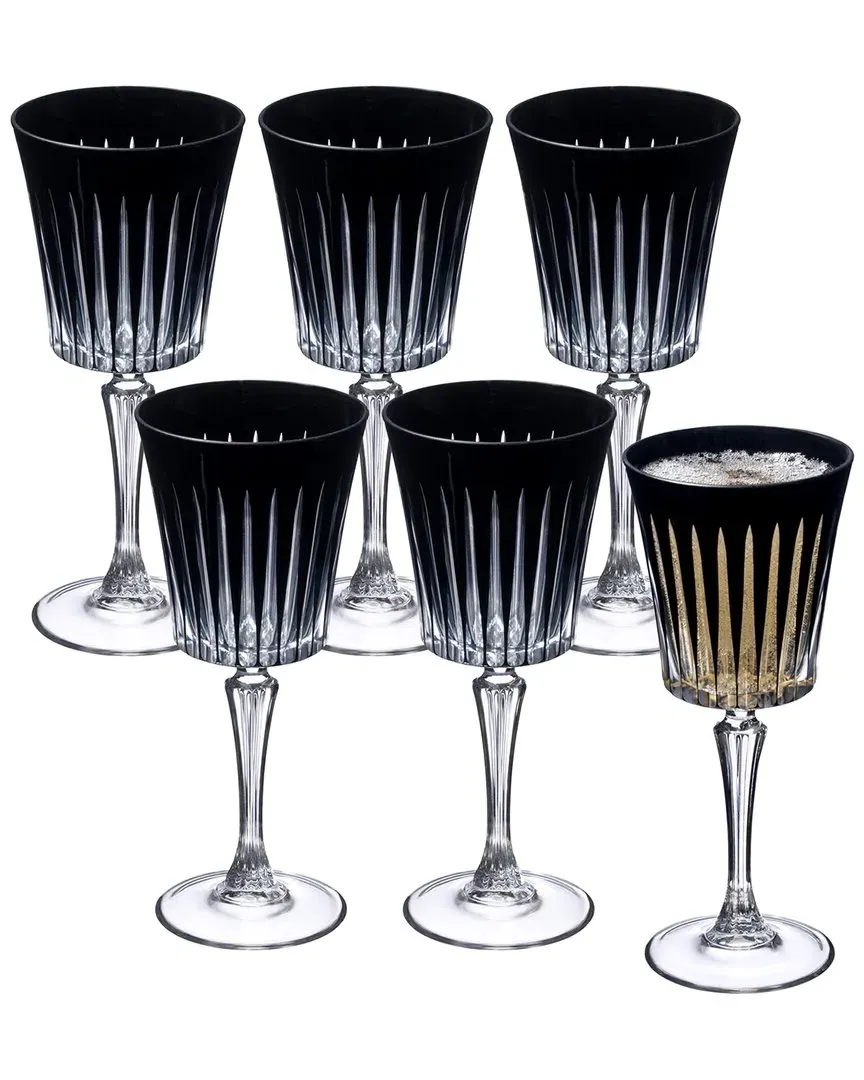 Onyx Collection Set of 6 Wine Glasses - Black, Glass