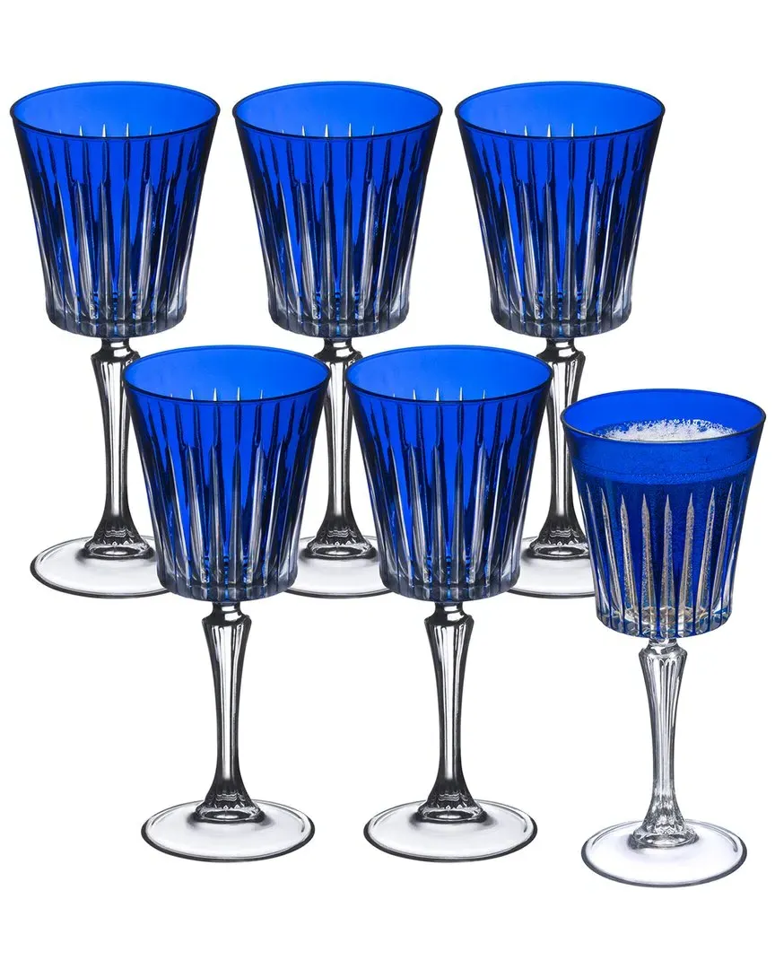 Onyx Collection Set of 6 Wine Glasses - Blue, Glass