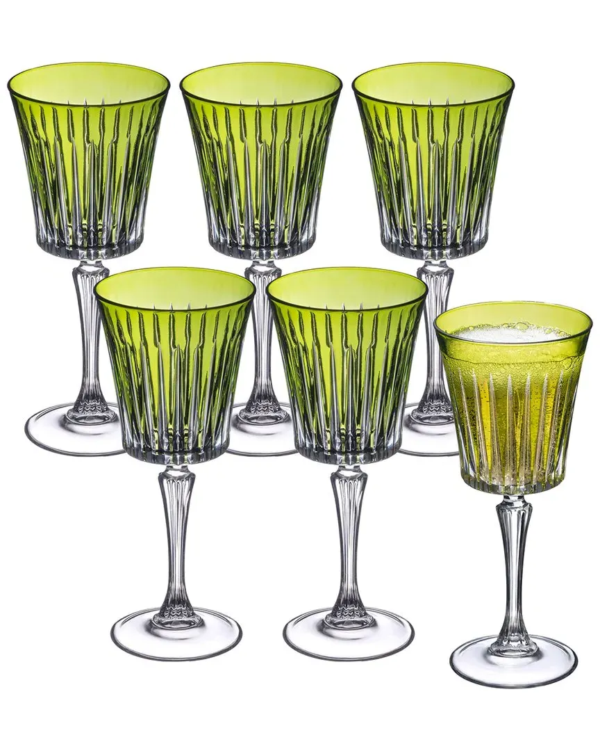 Onyx Collection Set of 6 Wine Glasses - Green, Glass